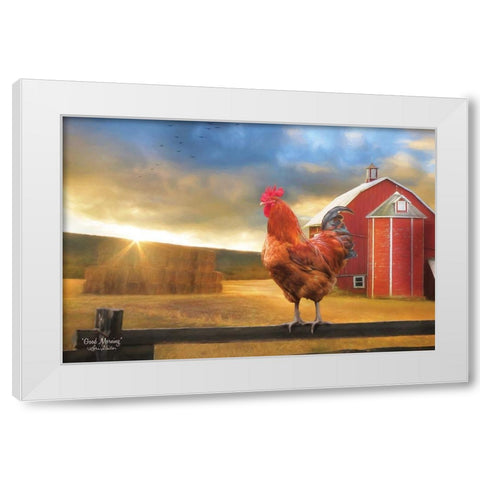 Good Morning Rooster White Modern Wood Framed Art Print by Deiter, Lori