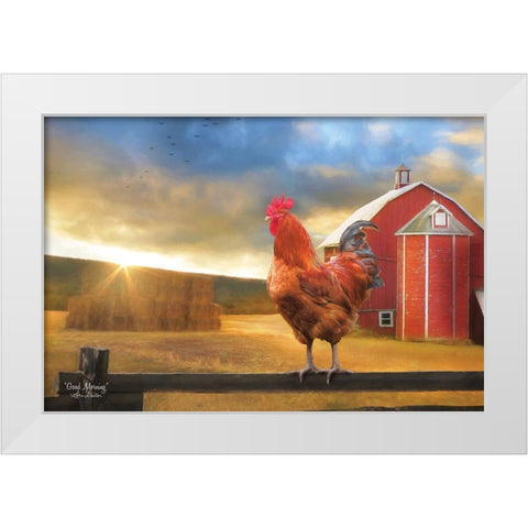 Good Morning Rooster White Modern Wood Framed Art Print by Deiter, Lori
