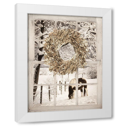 Winter Horse Window View White Modern Wood Framed Art Print by Deiter, Lori