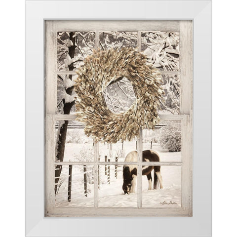 Winter Horse Window View White Modern Wood Framed Art Print by Deiter, Lori