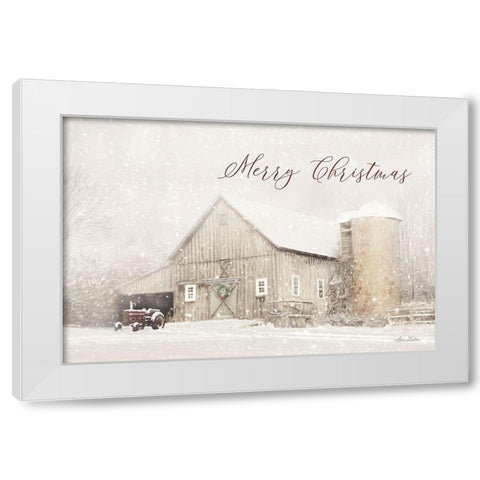 Merry Christmas Farm White Modern Wood Framed Art Print by Deiter, Lori