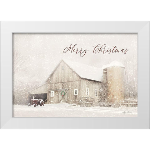 Merry Christmas Farm White Modern Wood Framed Art Print by Deiter, Lori