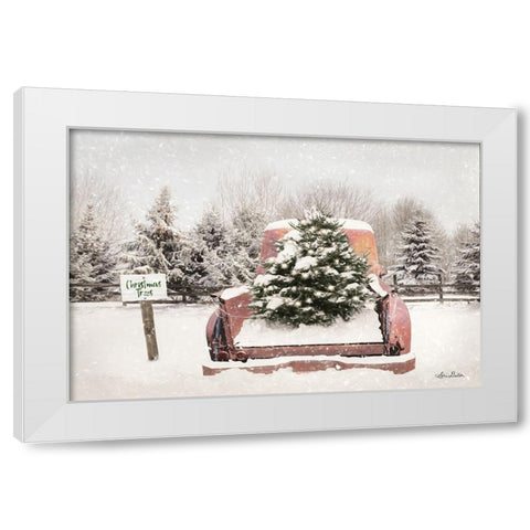 Rustic Christmas Trees  White Modern Wood Framed Art Print by Deiter, Lori
