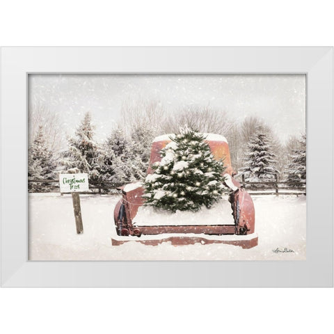 Rustic Christmas Trees  White Modern Wood Framed Art Print by Deiter, Lori