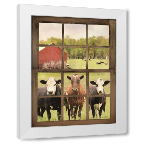 Three Moo View White Modern Wood Framed Art Print by Deiter, Lori