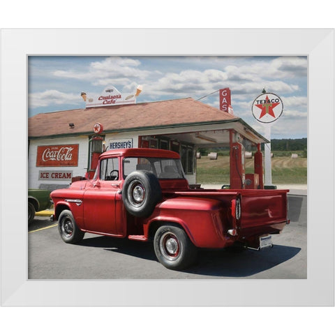 Rest Stop at Cruisers CafÃ©    White Modern Wood Framed Art Print by Deiter, Lori
