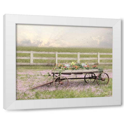 Country Flower Wagon   White Modern Wood Framed Art Print by Deiter, Lori