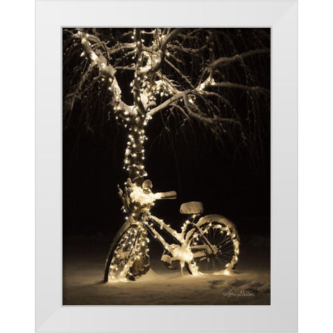 Snowy Bicycle White Modern Wood Framed Art Print by Deiter, Lori