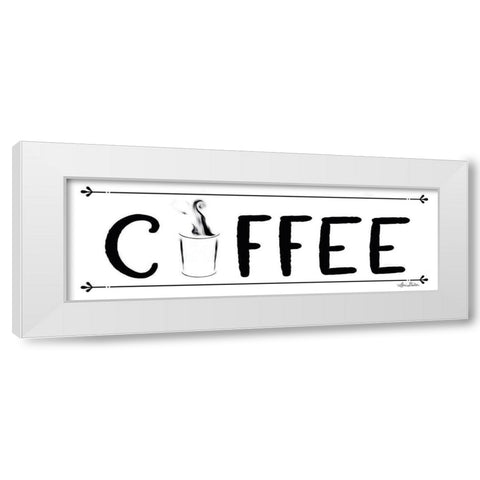 Coffee Banner White Modern Wood Framed Art Print by Deiter, Lori