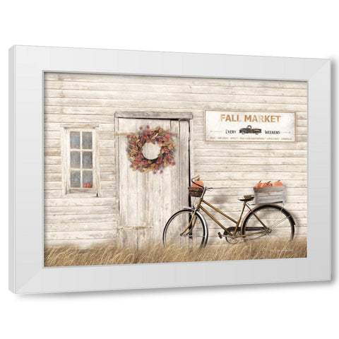 Pumpkin Bicycle   White Modern Wood Framed Art Print by Deiter, Lori