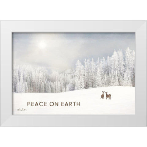 Lava Mountain Snow Storm with Deer White Modern Wood Framed Art Print by Deiter, Lori