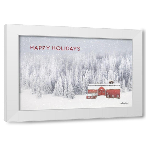 Snowy Forest Happy Holidays    White Modern Wood Framed Art Print by Deiter, Lori
