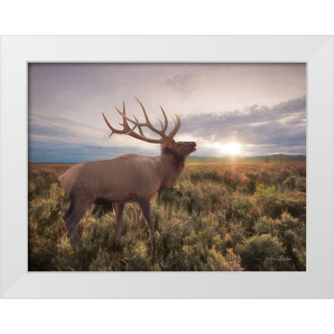 Jackson Sunrise with Elk     White Modern Wood Framed Art Print by Deiter, Lori