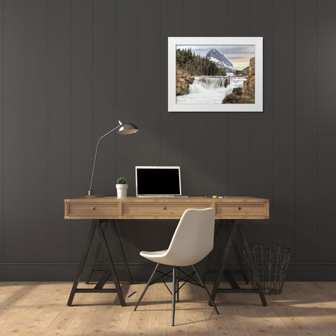 Swiftcurrent Falls          White Modern Wood Framed Art Print by Deiter, Lori