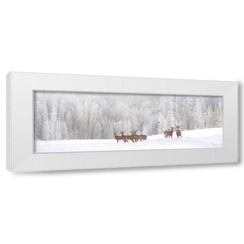 Christmas Deer White Modern Wood Framed Art Print by Deiter, Lori