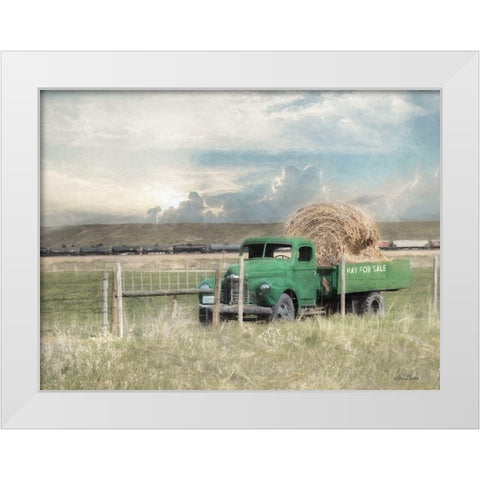 Hay for Sale White Modern Wood Framed Art Print by Deiter, Lori