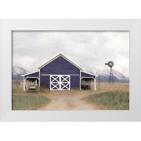 Navy Barn in Tetons     White Modern Wood Framed Art Print by Deiter, Lori