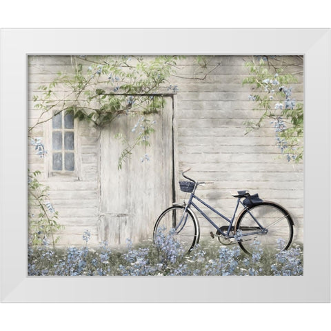 Blue Bike at Barn      White Modern Wood Framed Art Print by Deiter, Lori