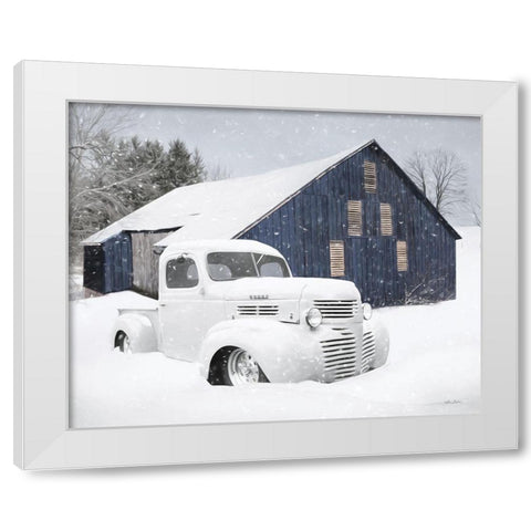 Winter Blue Barn White Modern Wood Framed Art Print by Deiter, Lori