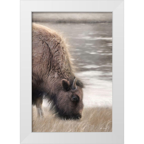 Yellowstone Buffalo White Modern Wood Framed Art Print by Deiter, Lori