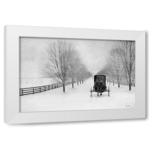 Snowy Amish Lane White Modern Wood Framed Art Print by Deiter, Lori