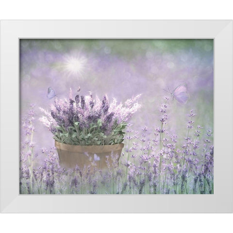 Lavender Basket White Modern Wood Framed Art Print by Deiter, Lori