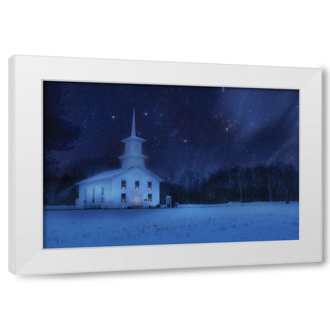 Starry Night Church White Modern Wood Framed Art Print by Deiter, Lori