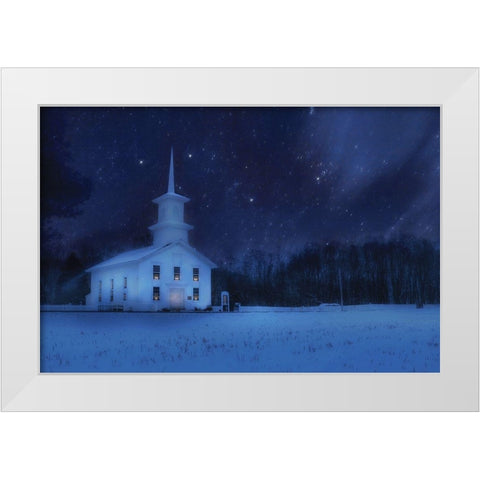 Starry Night Church White Modern Wood Framed Art Print by Deiter, Lori
