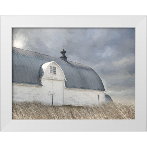 Blue and Gray Day White Modern Wood Framed Art Print by Deiter, Lori