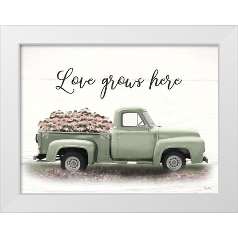Sage Blush Truck White Modern Wood Framed Art Print by Deiter, Lori