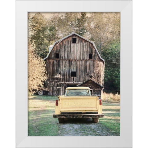 Yellow Chevy White Modern Wood Framed Art Print by Deiter, Lori