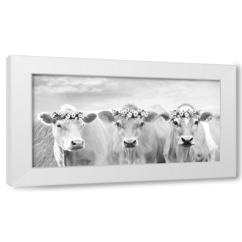 The Flower Girls White Modern Wood Framed Art Print by Deiter, Lori