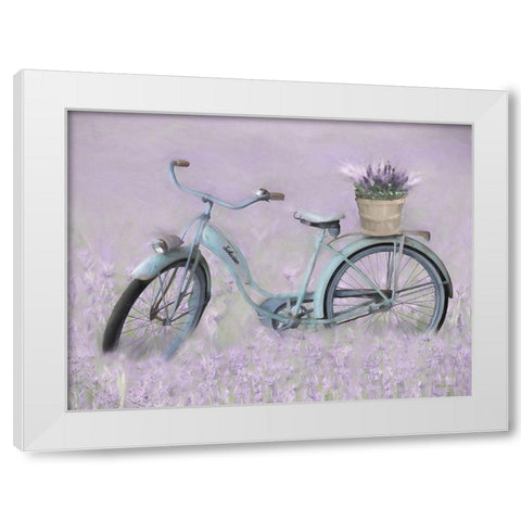 Bicycle in Lavender White Modern Wood Framed Art Print by Deiter, Lori