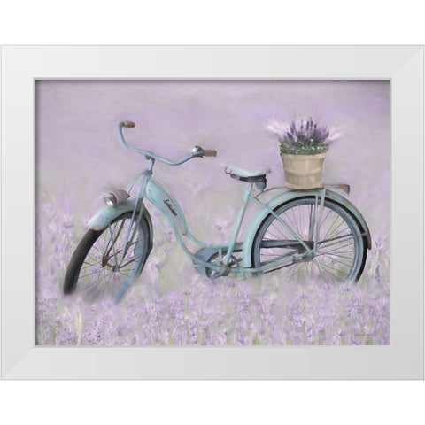 Bicycle in Lavender White Modern Wood Framed Art Print by Deiter, Lori