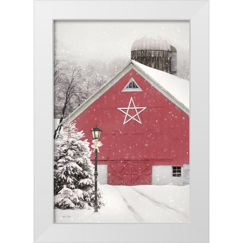 Red Star Barn White Modern Wood Framed Art Print by Deiter, Lori
