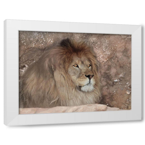Leo the Lion White Modern Wood Framed Art Print by Deiter, Lori