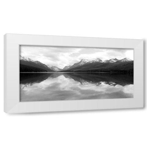 Bowman Lake Reflections    White Modern Wood Framed Art Print by Deiter, Lori
