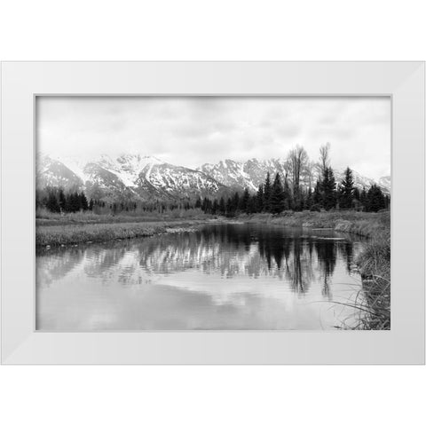 Tetons at Schwabachers Landing   White Modern Wood Framed Art Print by Deiter, Lori