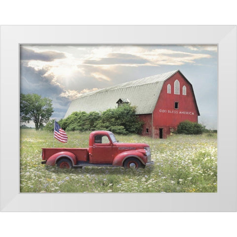 God Bless America    White Modern Wood Framed Art Print by Deiter, Lori