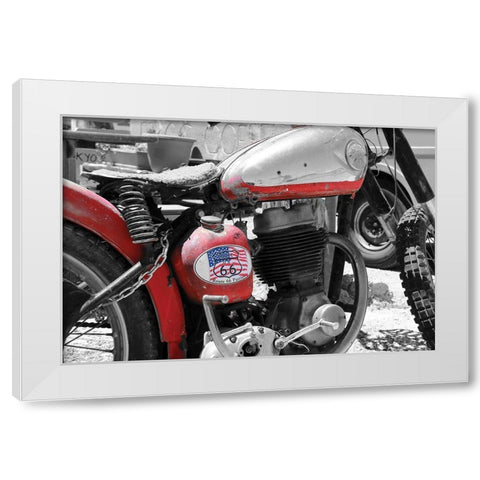 Route 66 Motorcycle White Modern Wood Framed Art Print by Deiter, Lori