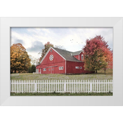Fall Barn White Modern Wood Framed Art Print by Deiter, Lori