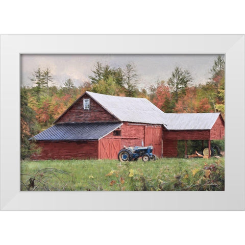 Red Adirondack Barn White Modern Wood Framed Art Print by Deiter, Lori