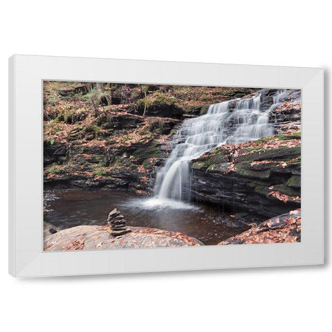 Peaceful Day at Mohican Falls White Modern Wood Framed Art Print by Deiter, Lori