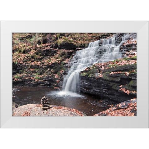 Peaceful Day at Mohican Falls White Modern Wood Framed Art Print by Deiter, Lori