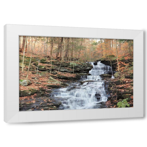 Waterfall Steps at Pigeon Run White Modern Wood Framed Art Print by Deiter, Lori