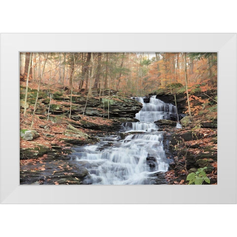 Waterfall Steps at Pigeon Run White Modern Wood Framed Art Print by Deiter, Lori