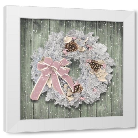 Blush Bow Wreath White Modern Wood Framed Art Print by Deiter, Lori