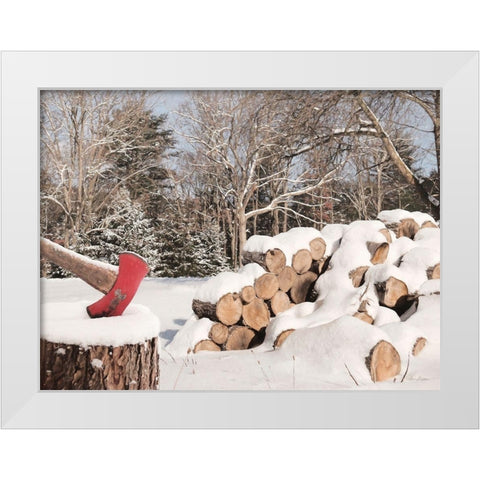 Snowy Wood Pile     White Modern Wood Framed Art Print by Deiter, Lori