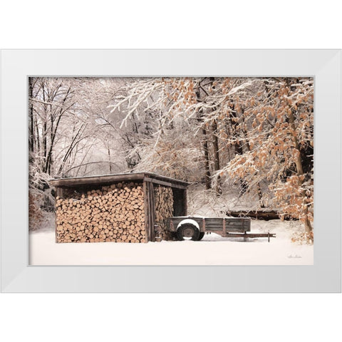 Firewood Shed    White Modern Wood Framed Art Print by Deiter, Lori