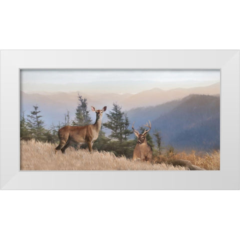 Cascade Mountain Deer White Modern Wood Framed Art Print by Deiter, Lori